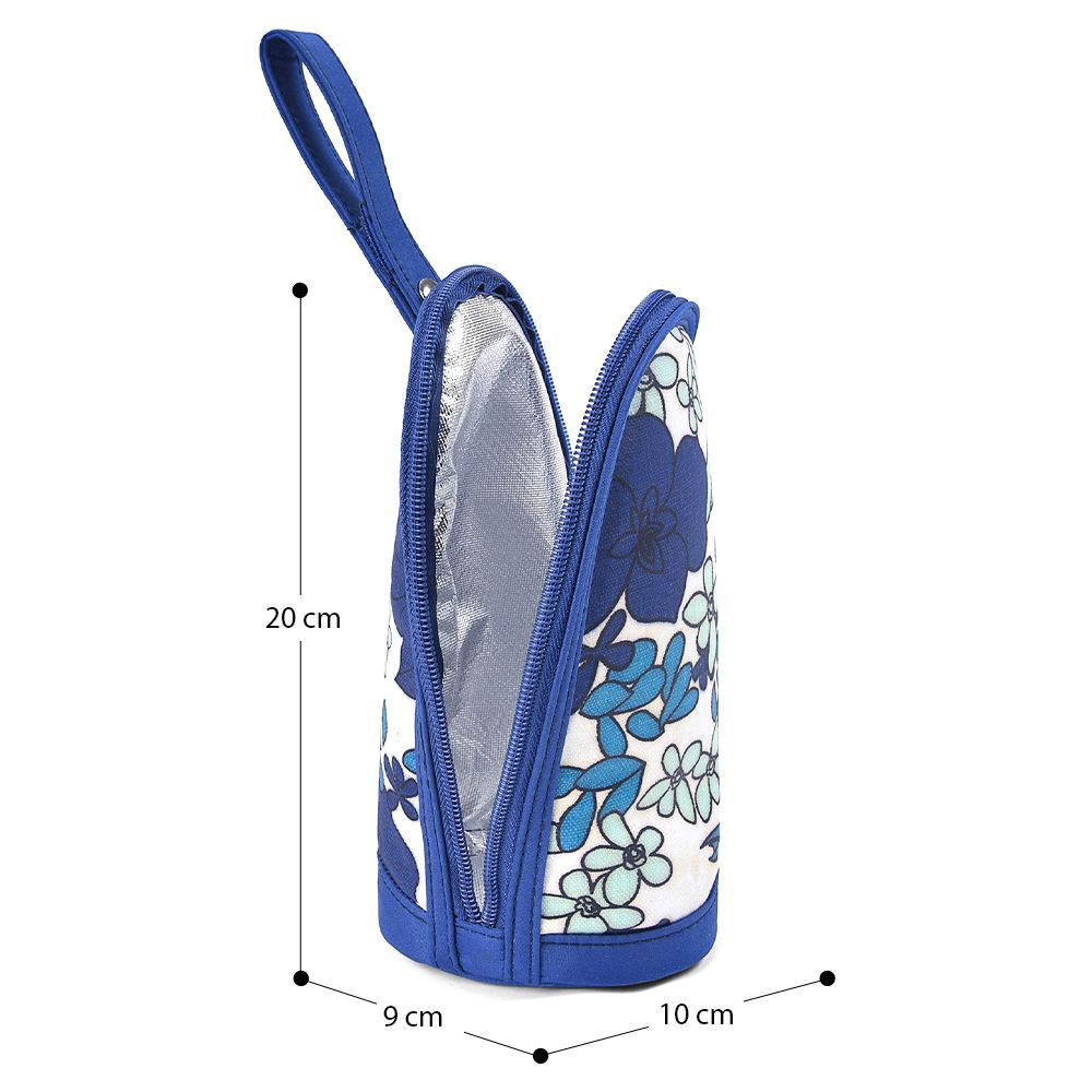 Little Story - Insulated Bottle Bag - Floral Blue