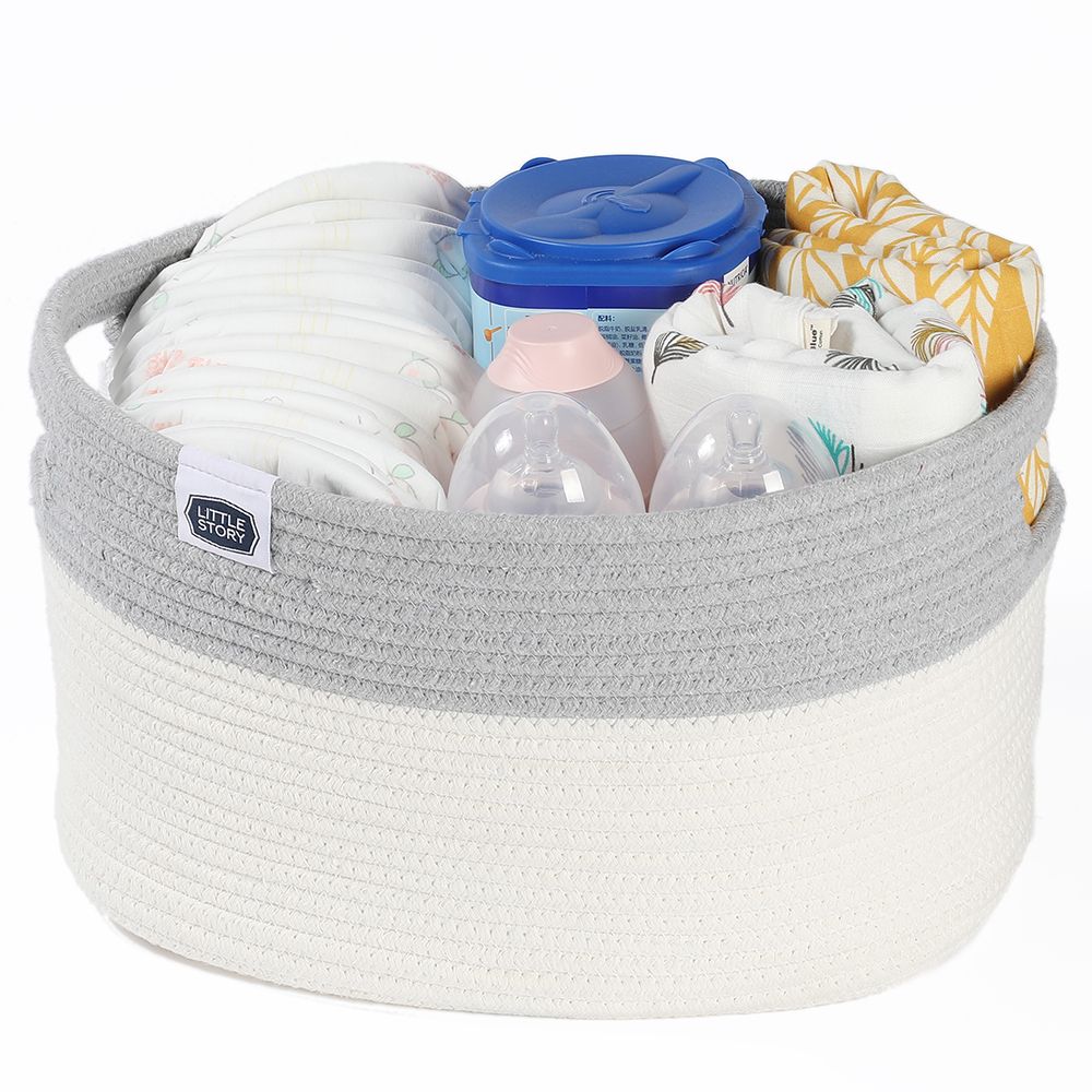 Little Story - Multi-Purpose/Laundry Caddy Basket - White/Grey