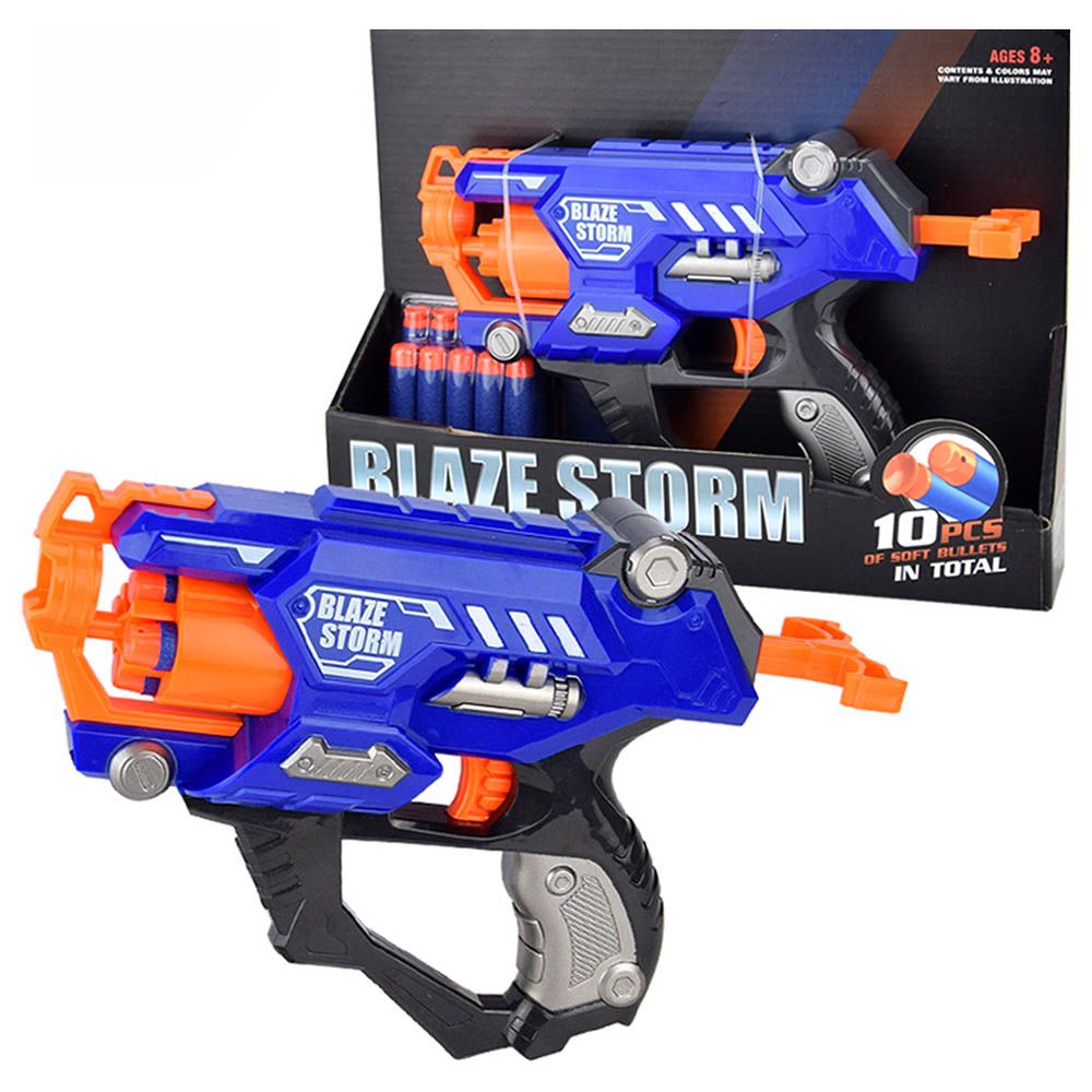 Little Story - Kids Manual Bullet Gun w/ Soft Bullets - 10Pcs - Blue