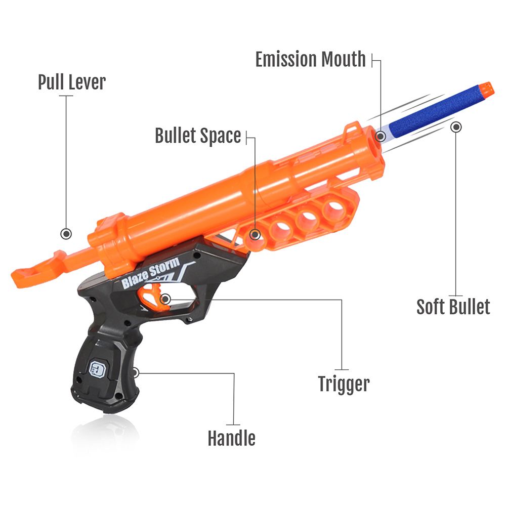 Little Story - Kids Bullet Gun w/ Soft Bullets - 10Pcs - Orange