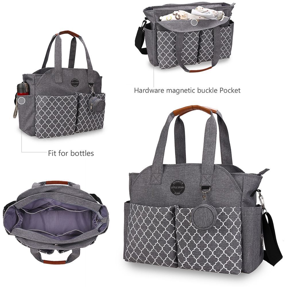 Little Story - Signature Diaper Bag - Grey