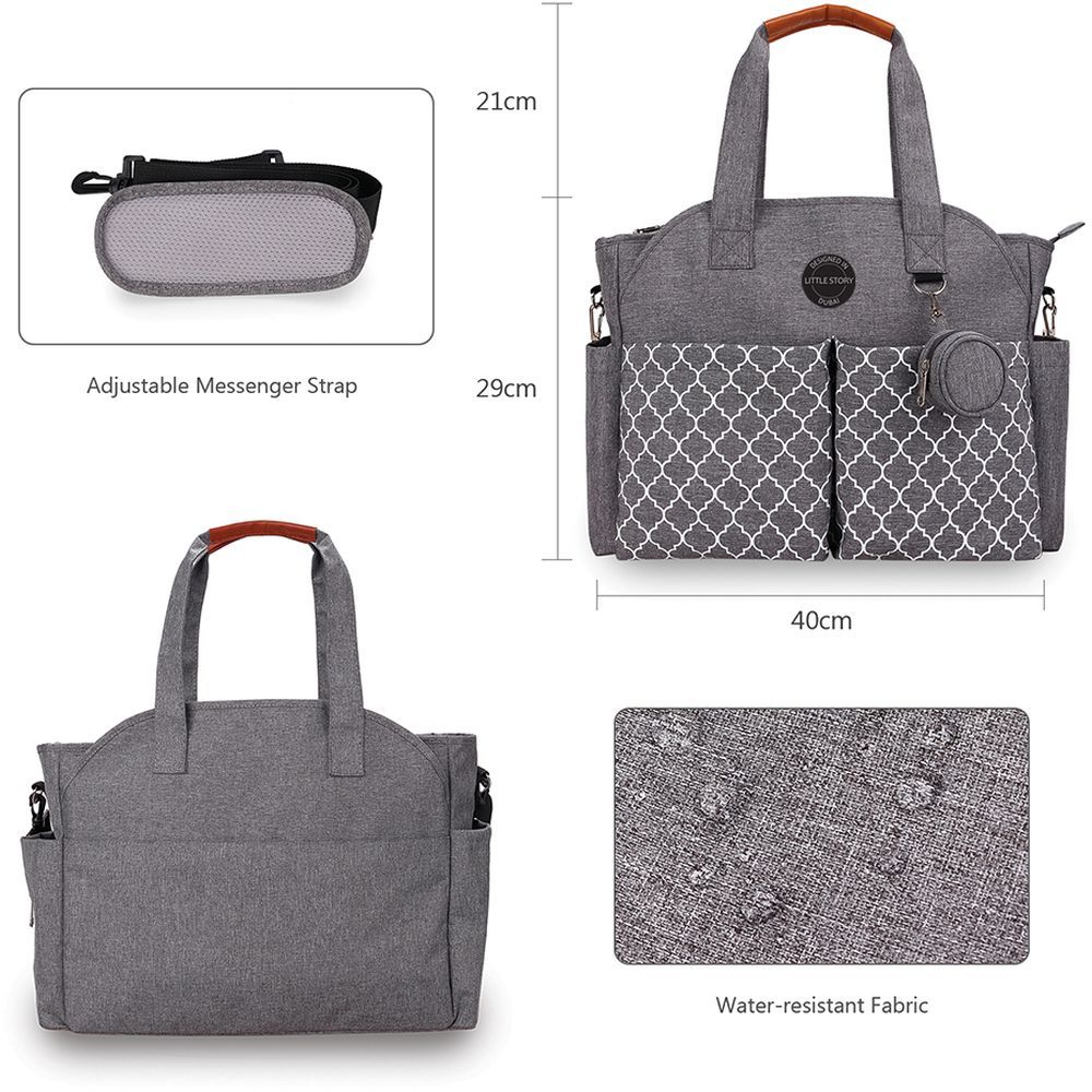 Little Story - Signature Diaper Bag - Grey