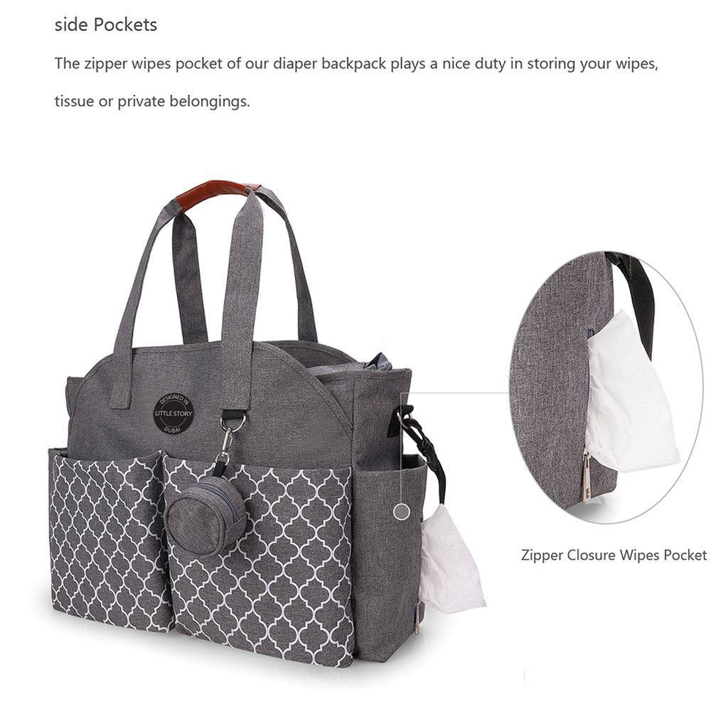 Little Story - Signature Diaper Bag - Grey