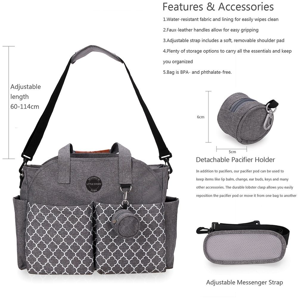 Little Story - Signature Diaper Bag - Grey