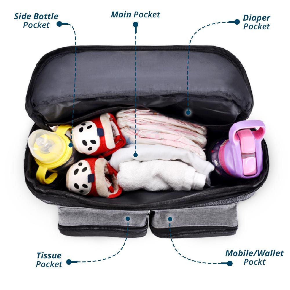 Little Story - Stroller Organizer Travel Bag - Grey