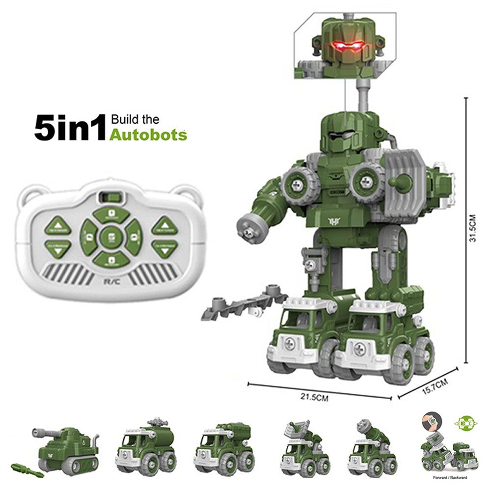 ليتل ستوري - لعبة روبوت عسكري متحول لمركبة 5 في 1 للتحكم عن بعد - أخضر