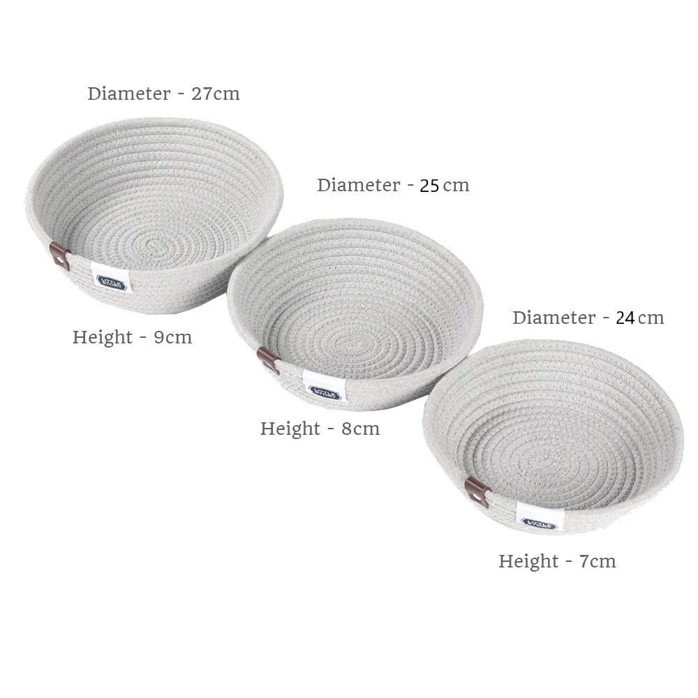 Little Story - Set of 3 Multipurpose Rope Baskets - Grey