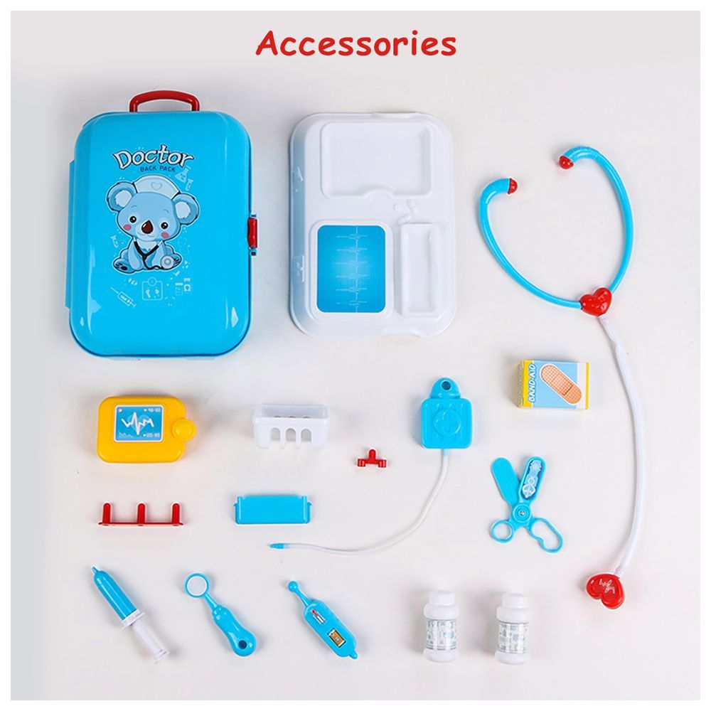 Little Story - Role Play Doctor Set Box Backpack 17pcs - Blue