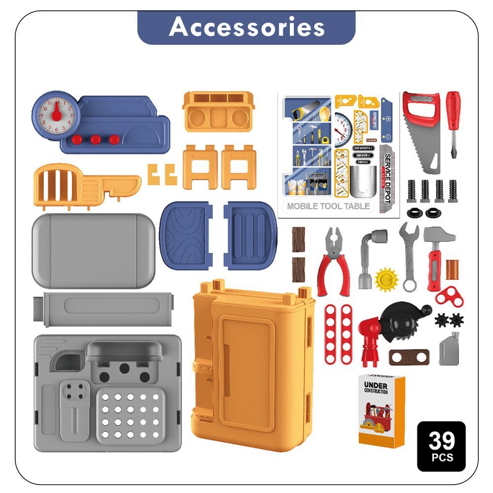 Little Story - Tools Table Toy Set Luggage Case 39pcs - Yellow