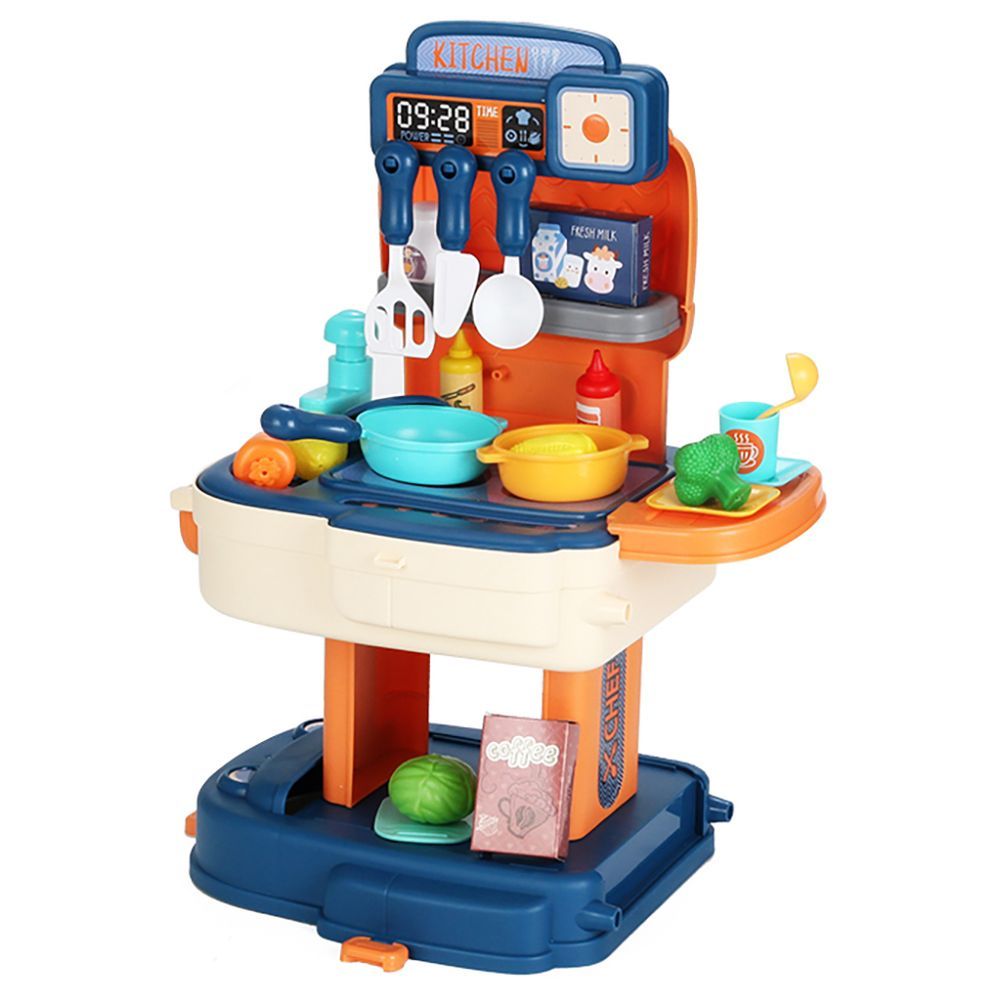 Little Story - Role Play Chef Toy Set School Bag 34pcs - Blue