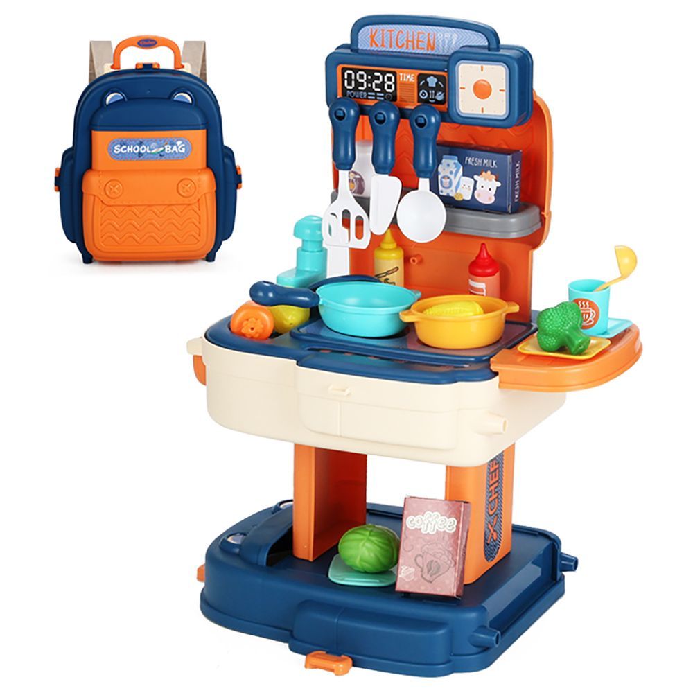 Little Story - Role Play Chef Toy Set School Bag 34pcs - Blue