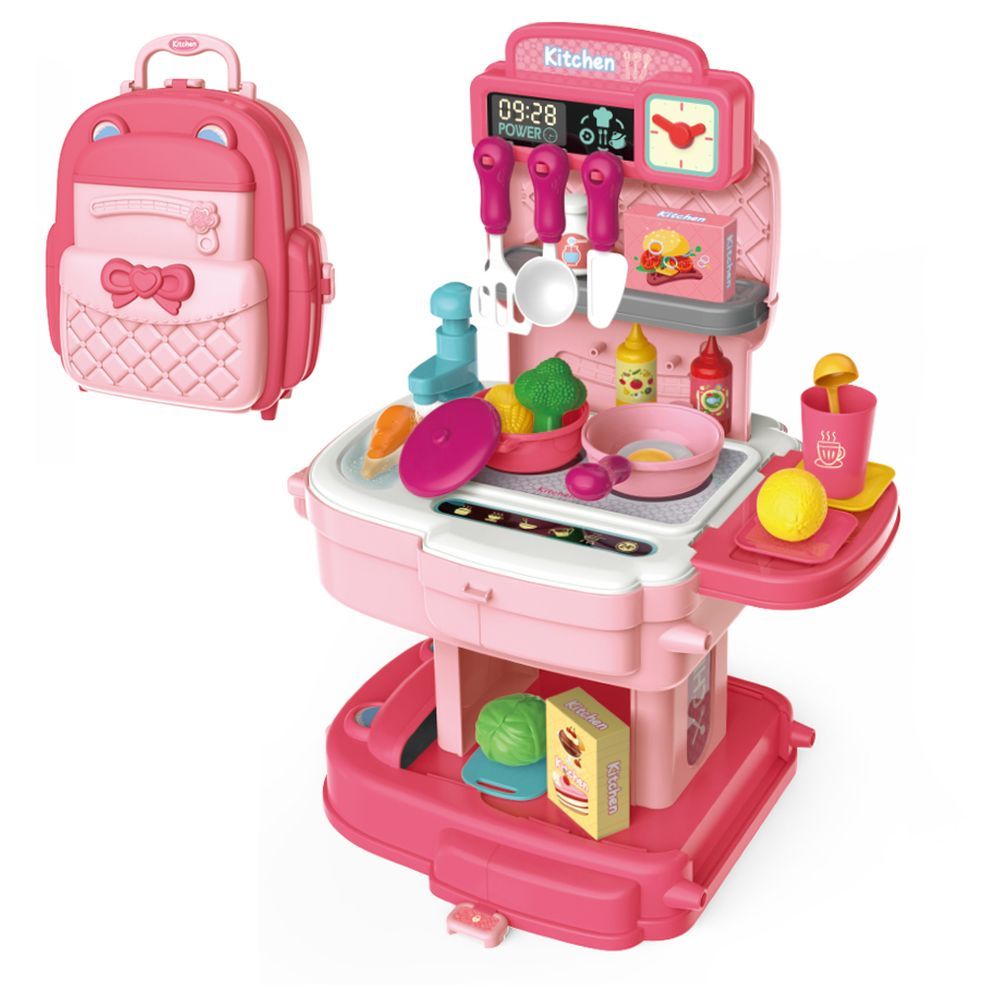 Little Story - Restaurant Toy Set School Bag 34pcs - Pink