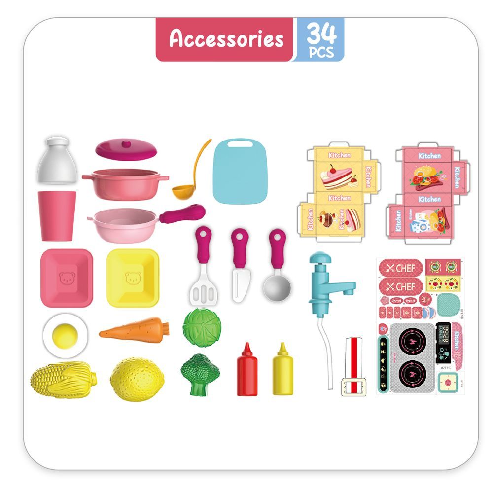 Little Story - Restaurant Toy Set School Bag 34pcs - Pink