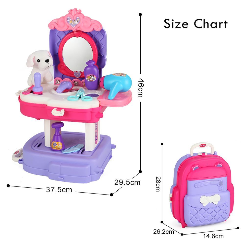 Little Story - Animal Care Toy Set School Bag 21pcs - Purple