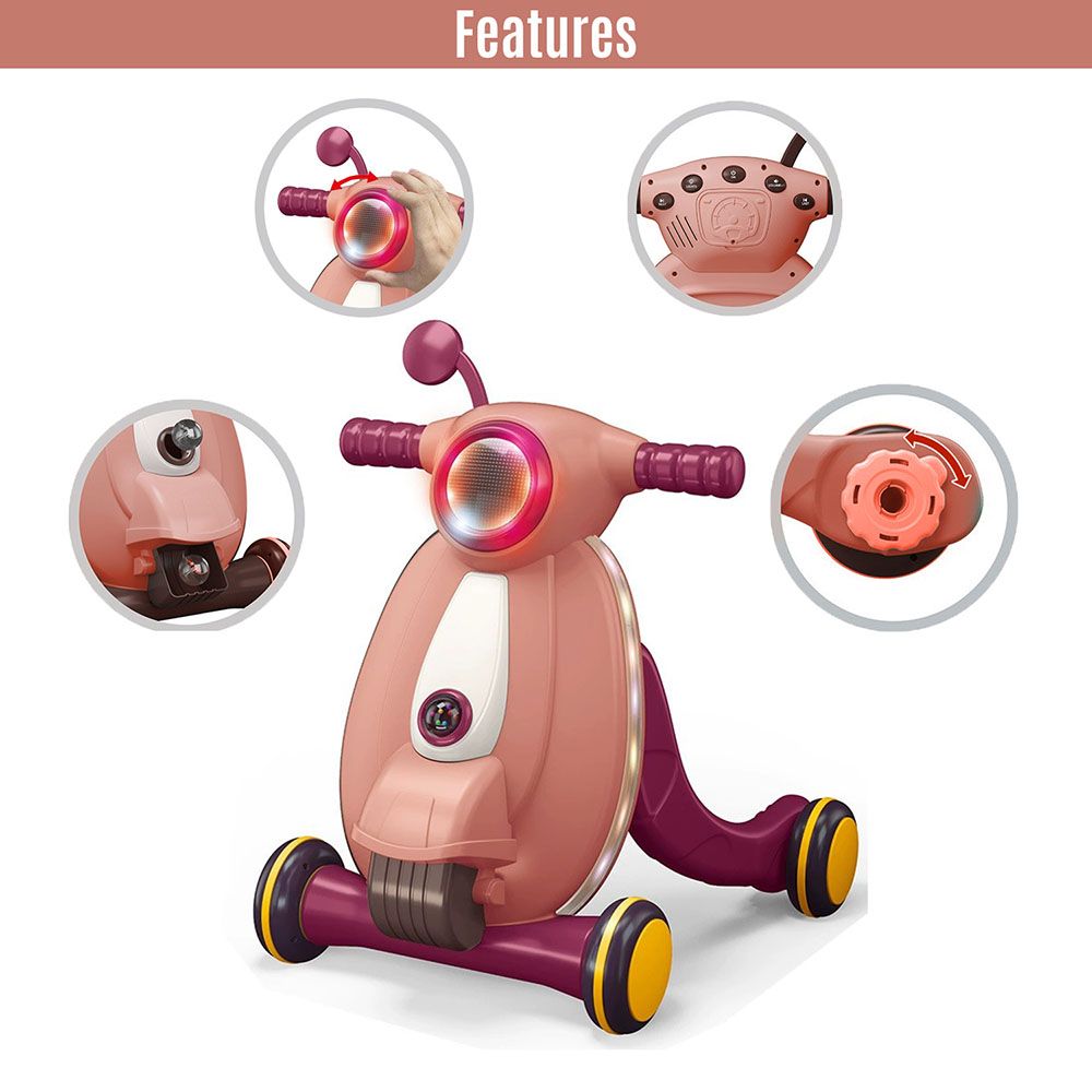 Little Story - Multifunctional Baby Walker w/ Light - Pink