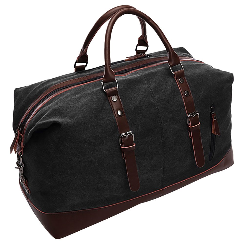 Little Story - Weekender Leather Duffle Bag - Black