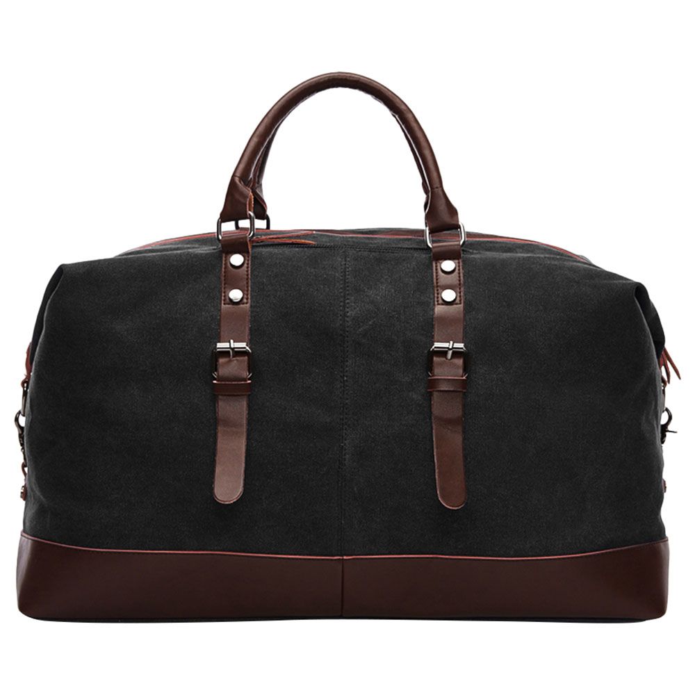 Little Story - Weekender Leather Duffle Bag - Black