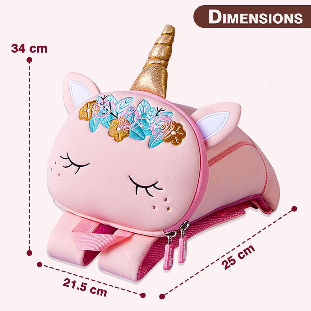 Nohoo - Pre School 3D Bag - Large - Unicorn Pink - 13.4 Inch