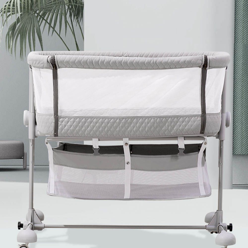 Sunveno - Bedside Cot And Crib w/ Mosquito Net - Grey