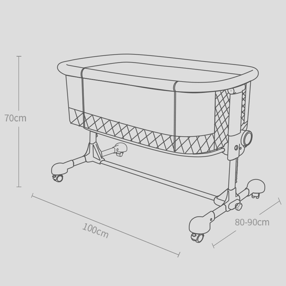 Sunveno - Bedside Cot And Crib w/ Mosquito Net - Grey