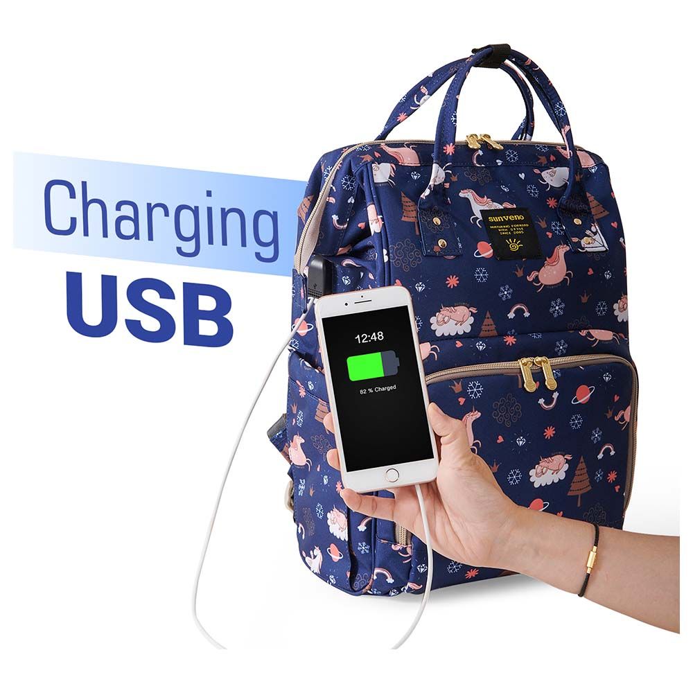 Sunveno - Diaper Bag w/ USB Charging Port & Changing Mat - Sky Blue