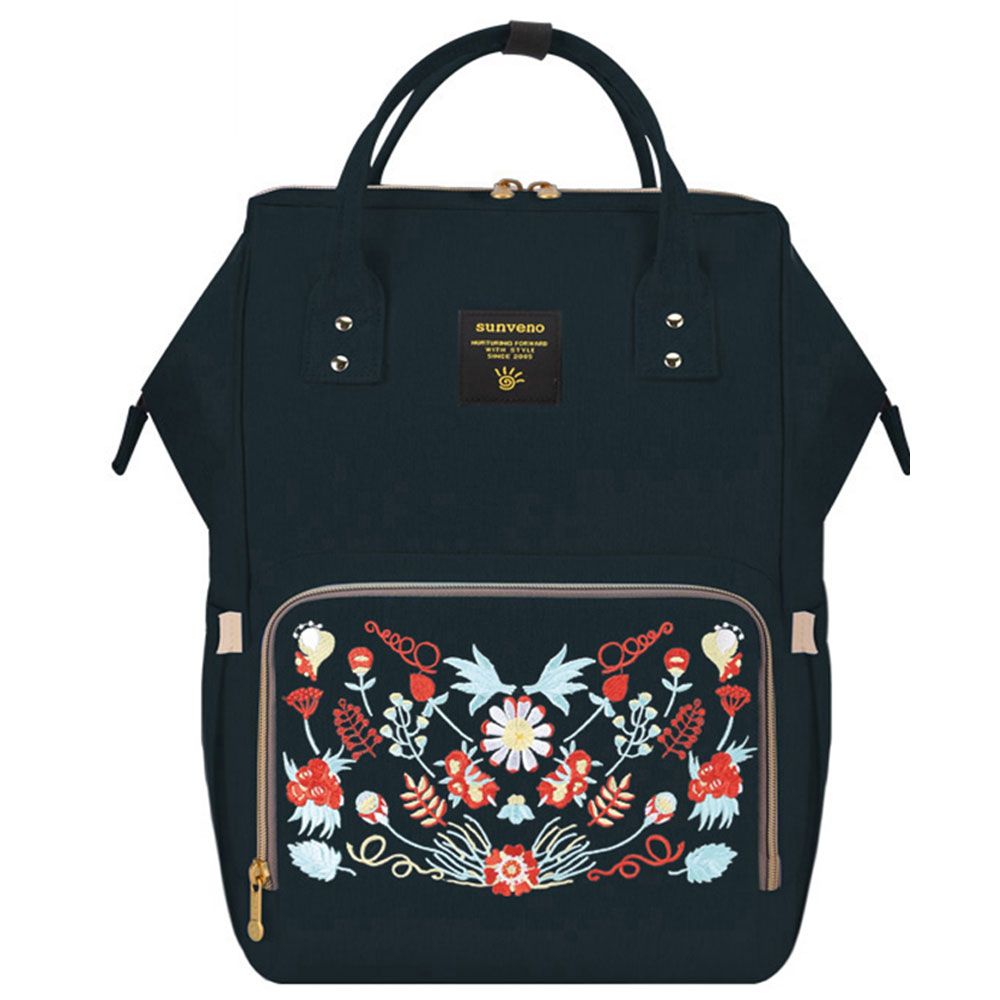 Sunveno - Diaper Bag - Black Embroidery