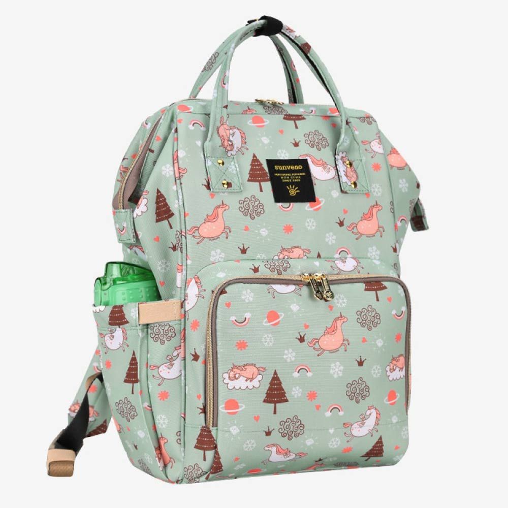 Sunveno - Diaper Bag with USB - Green Dream Sky