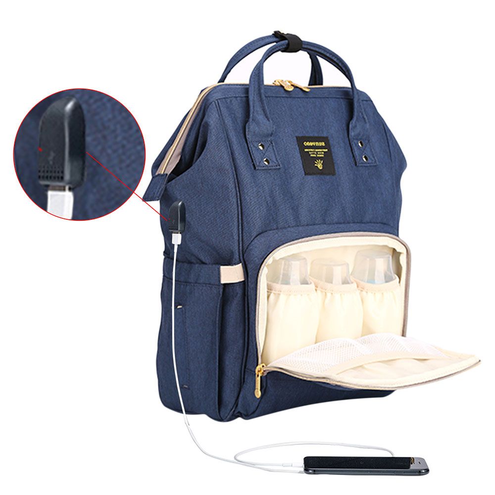 Sunveno - Diaper Bag with USB - Navy Blue