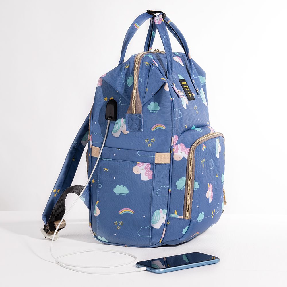 Sunveno - Diaper Bag with USB - Unicorn Blue