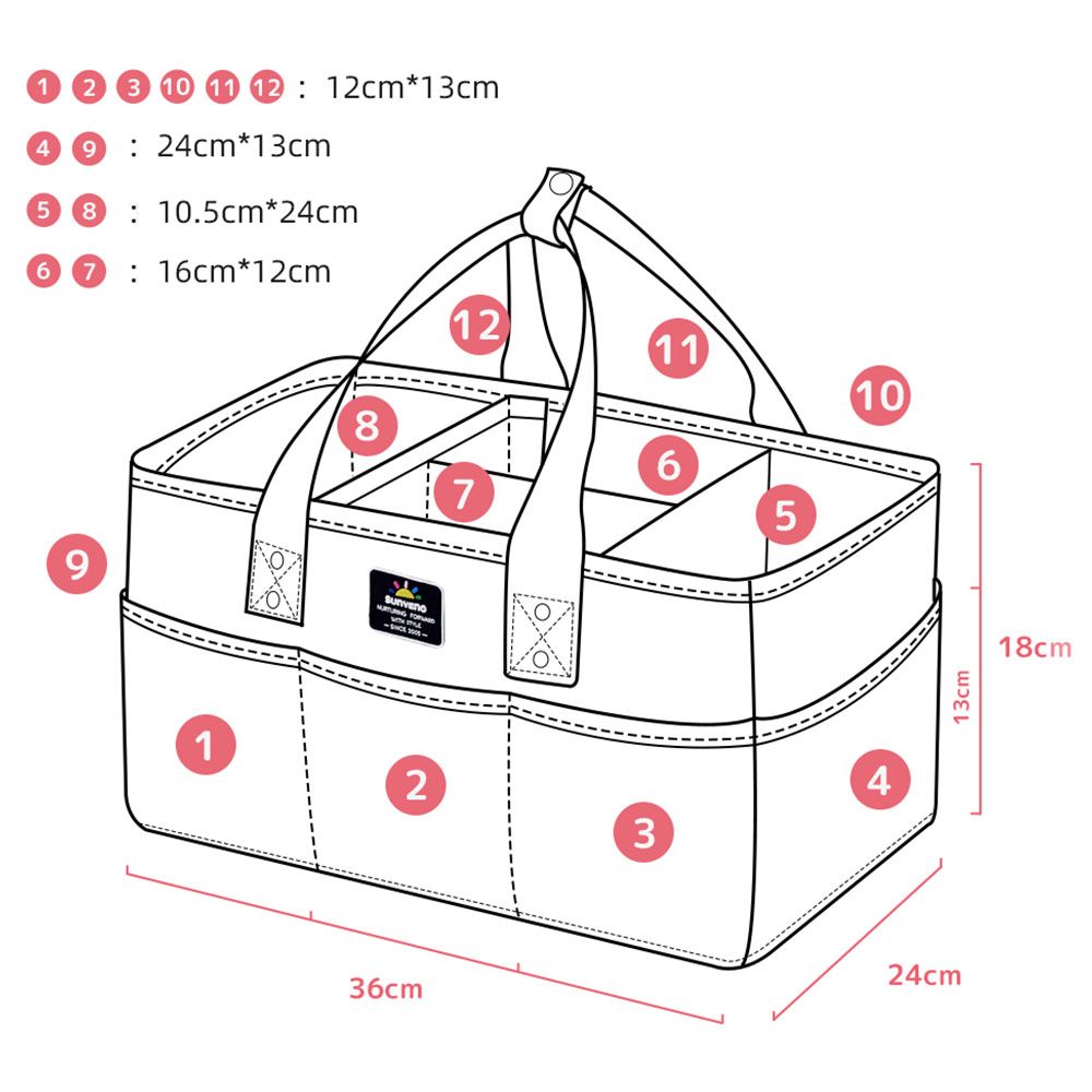 Sunveno Organizer - Diaper Caddy - Grey