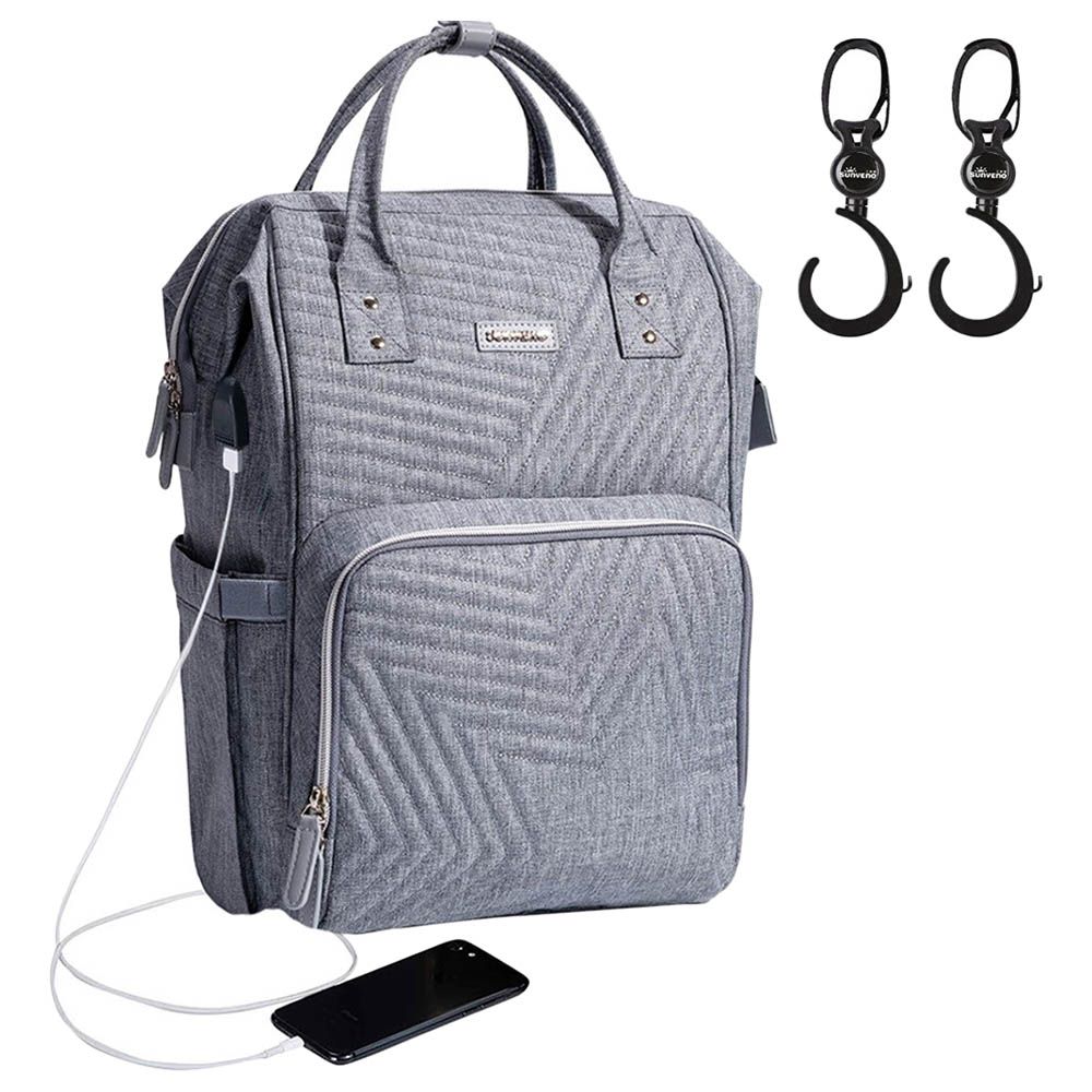 Sunveno - Diaper Bag w/ Stroller Hooks - Nova Grey