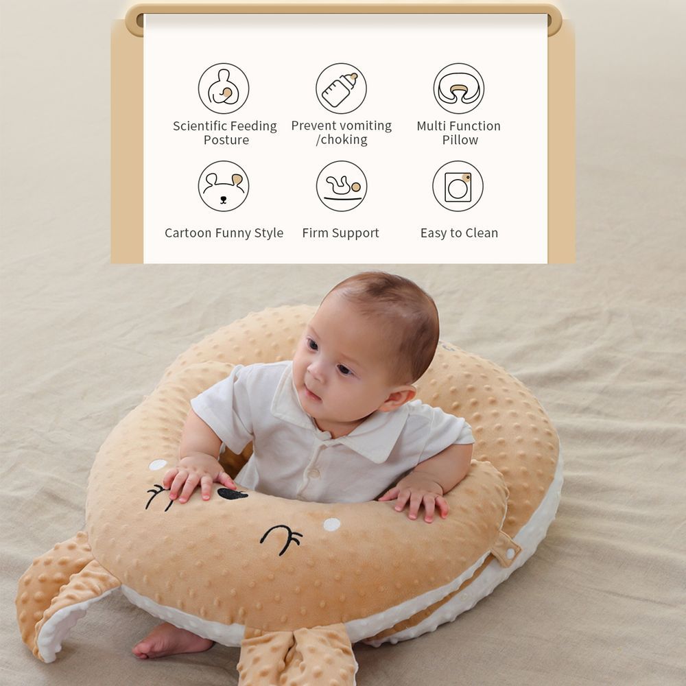 Sunveno - Anti-Reflux Feeding Pillow With C Shape Seating Pillow - Coffee