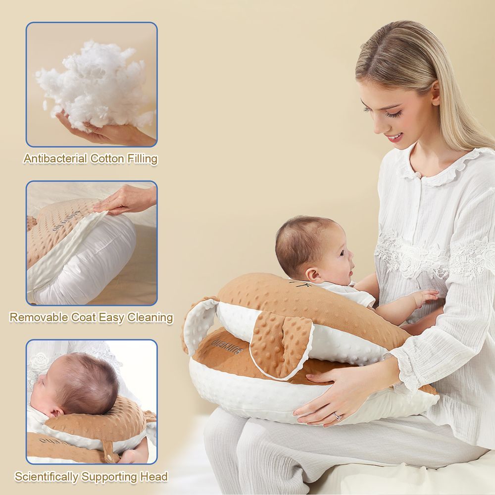 Sunveno - Anti-Reflux Feeding Pillow With C Shape Seating Pillow - Coffee