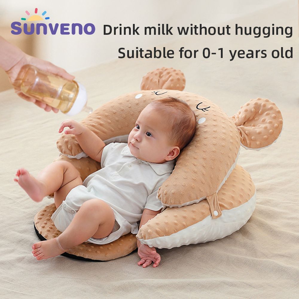 Sunveno - Anti-Reflux Feeding Pillow With C Shape Seating Pillow - Coffee