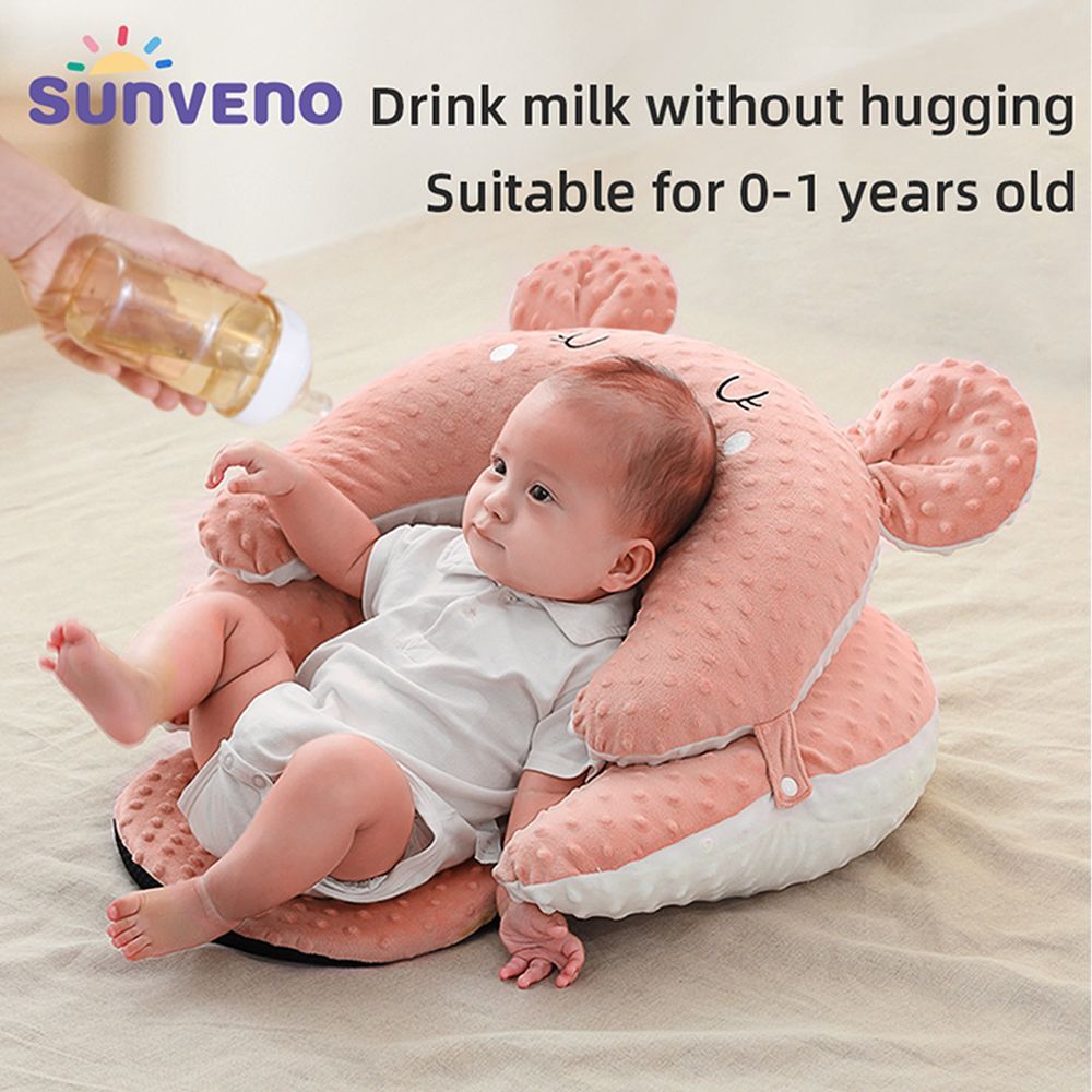 Sunveno - Anti-Reflux Feeding Pillow With C Shape Seating Pillow - Pink