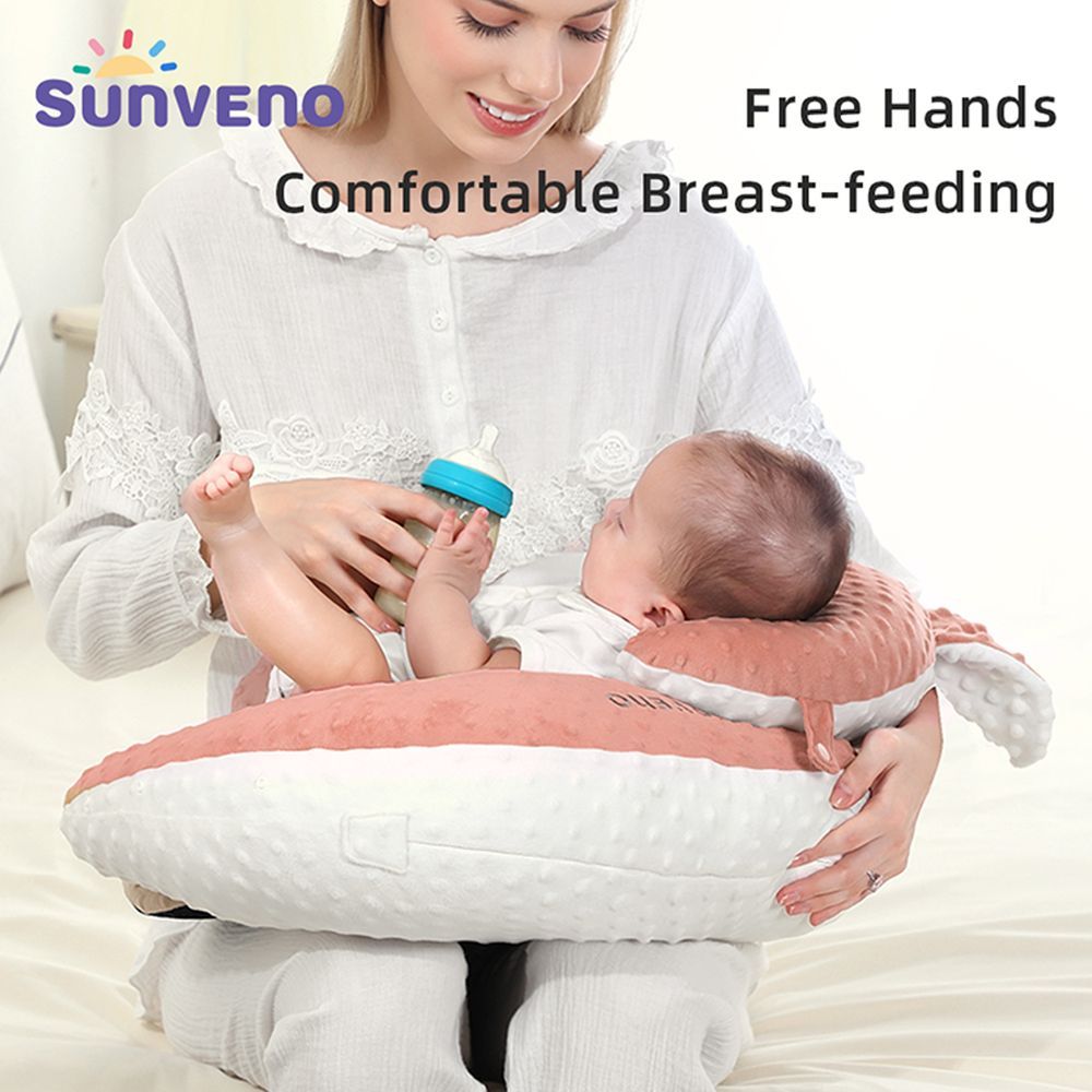 Sunveno - Anti-Reflux Feeding Pillow With C Shape Seating Pillow - Pink