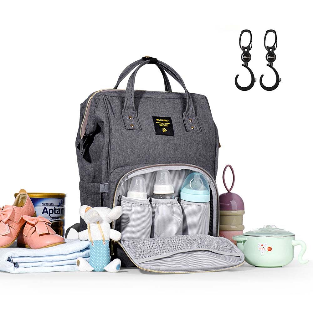 Sunveno - Diaper Bag XL With Stroller Hooks - Grey