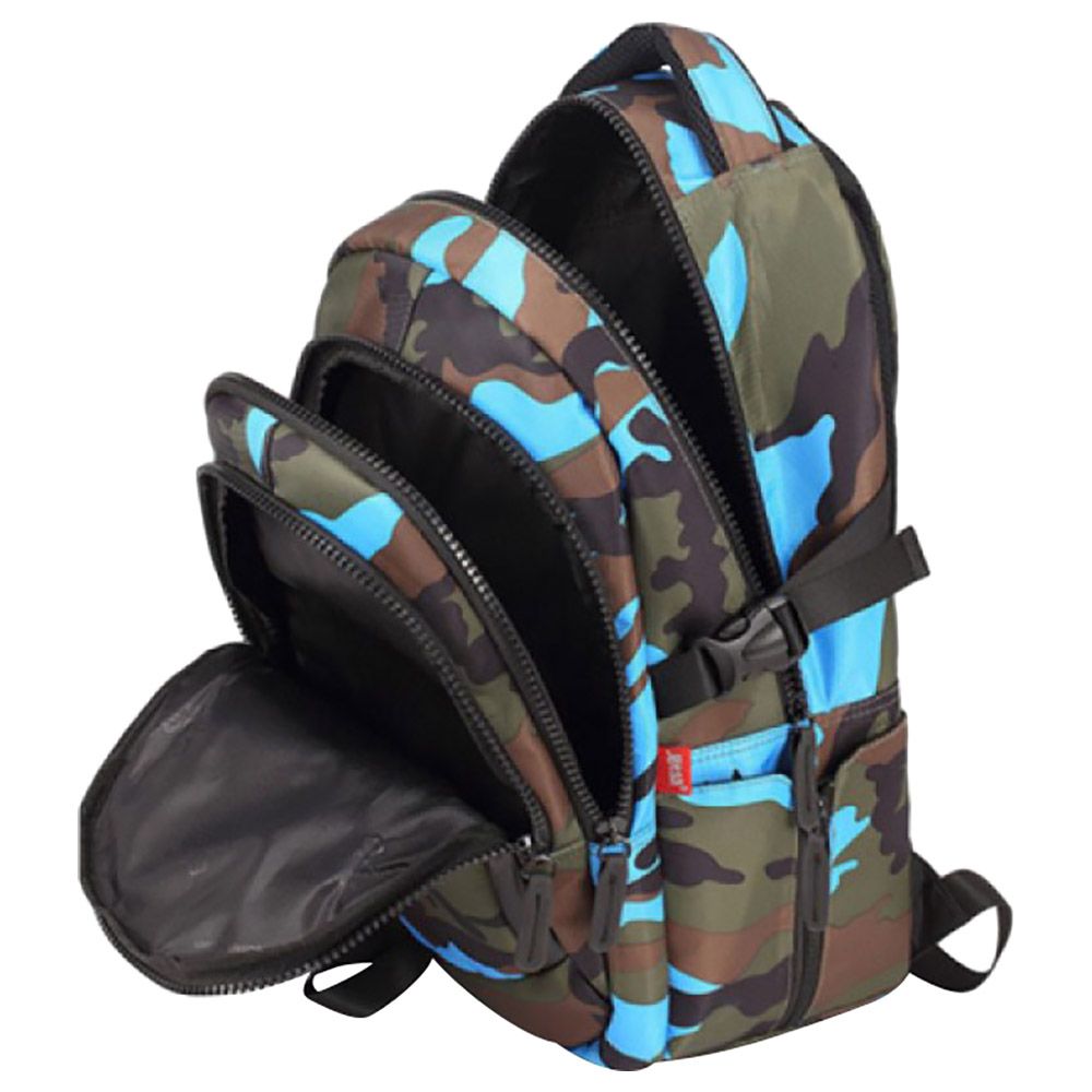 Sambox - Camouflage Back Support XL School Bag - Blue