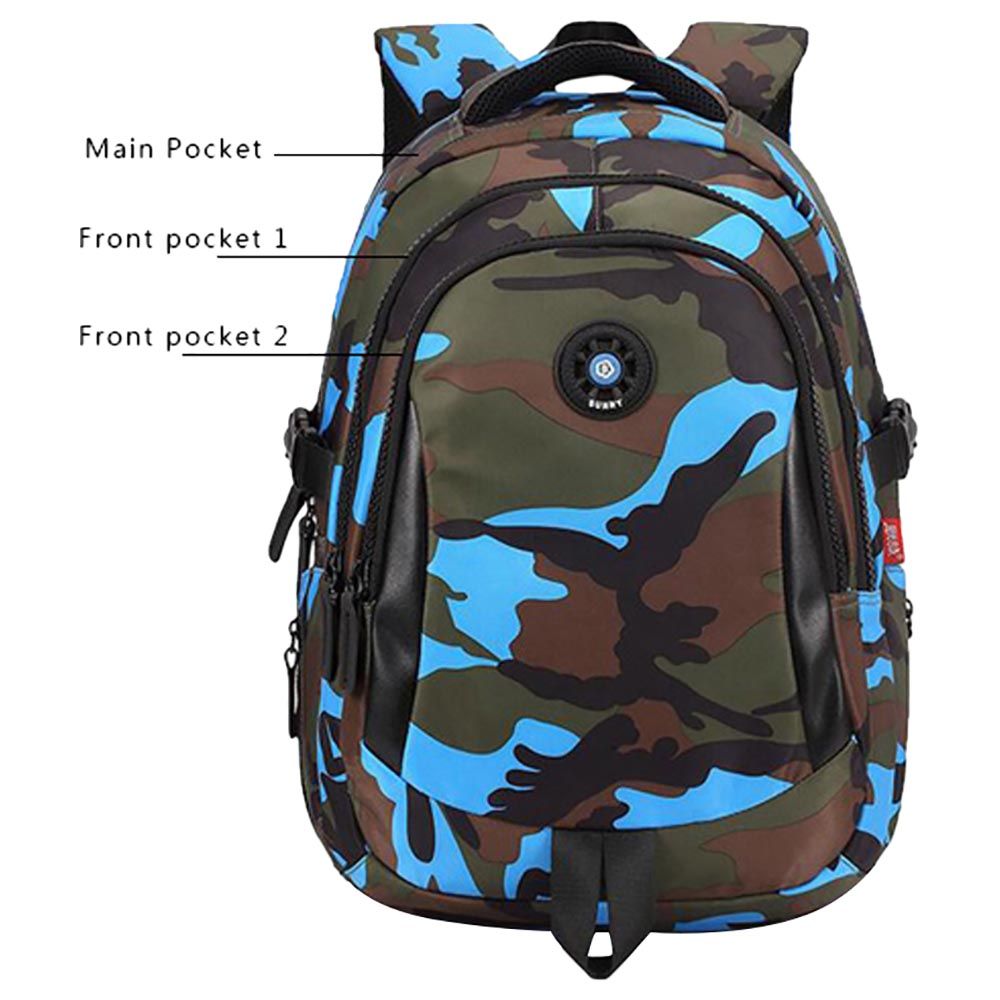 Sambox - Camouflage Back Support XL School Bag - Blue