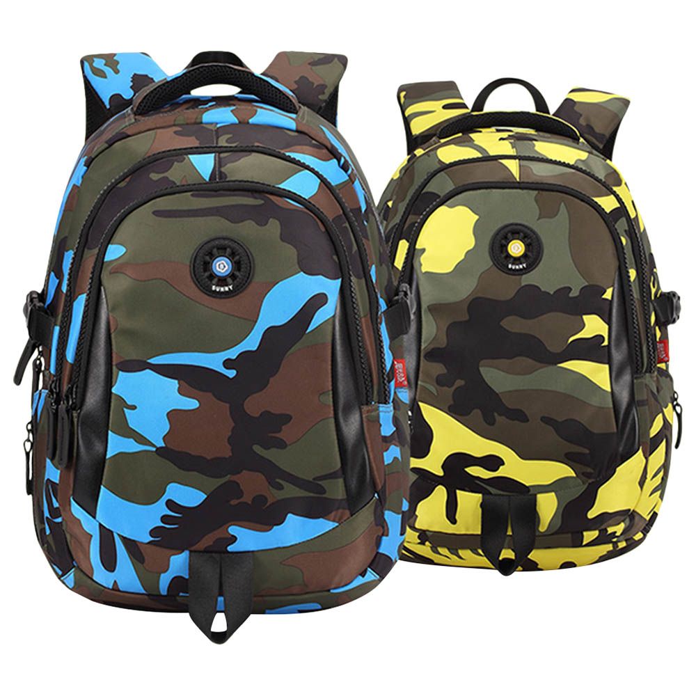 Sambox - Camouflage Back Support XL School Bag - Blue