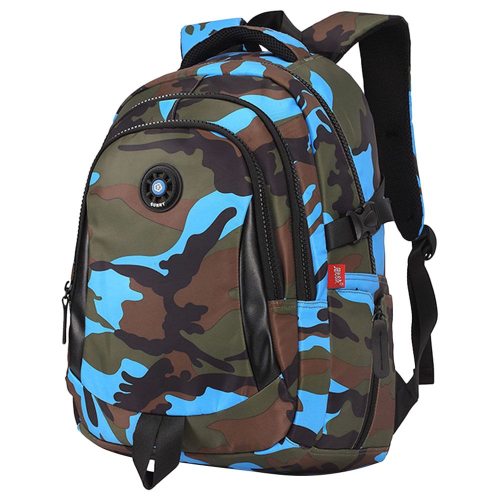 Sambox - Camouflage Back Support XL School Bag - Blue