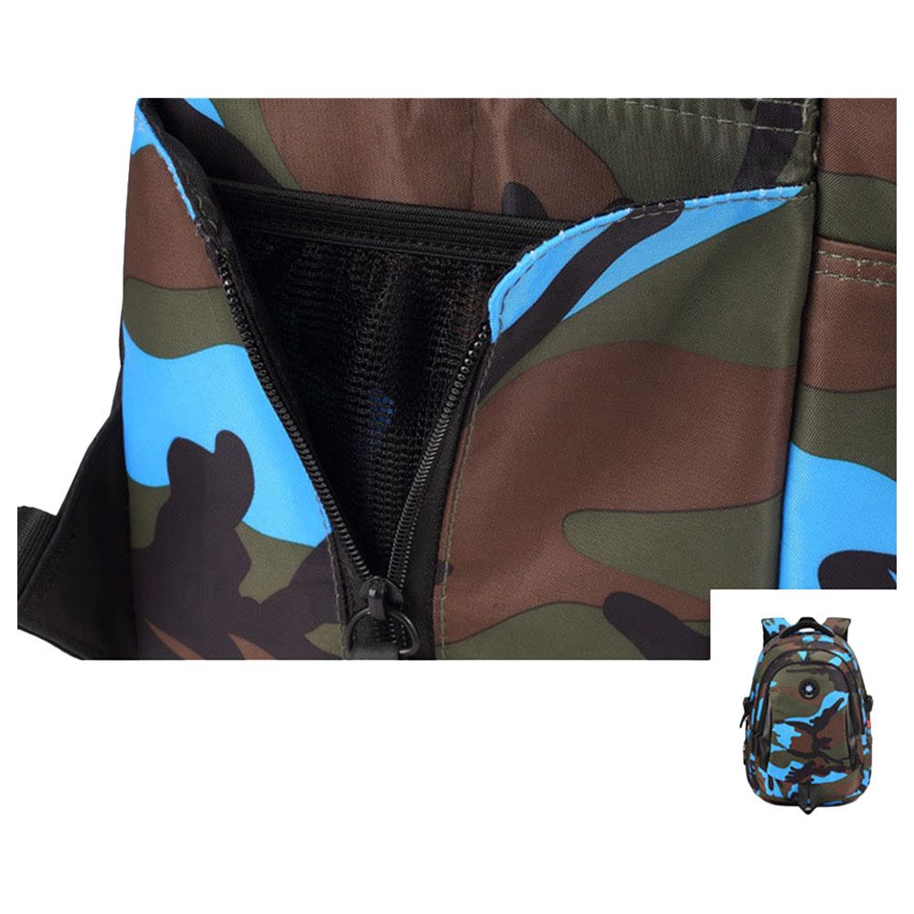 Sambox - Camouflage Back Support XL School Bag - Blue