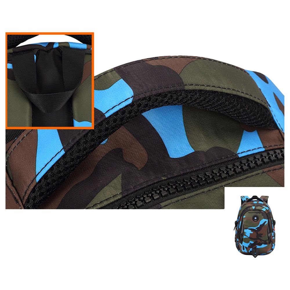 Sambox - Camouflage Back Support XL School Bag - Blue