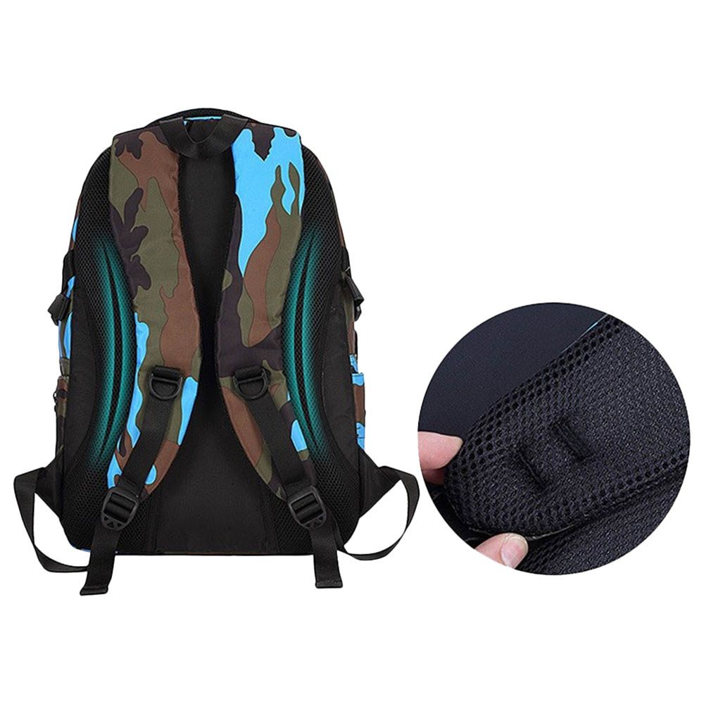 Sambox - Camouflage Back Support XL School Bag - Blue