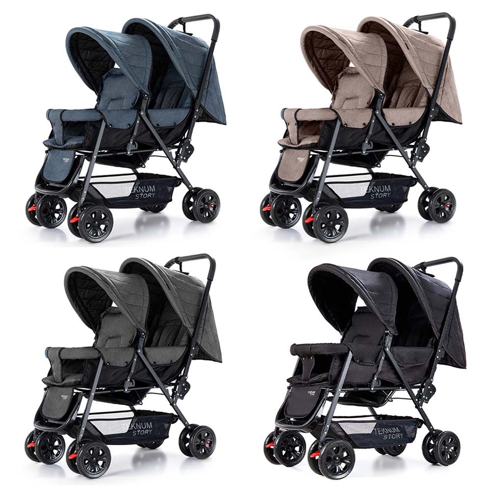 Teknum - Double Baby Stroller - Dark Grey