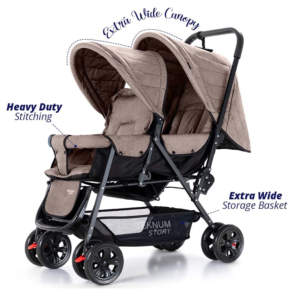 Teknum - Double Baby Stroller - Khaki