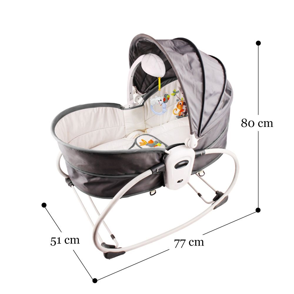 Teknum - 5-in-1 Cozy Rocker Bassinet w/ Awning & Mosquito Net - Grey