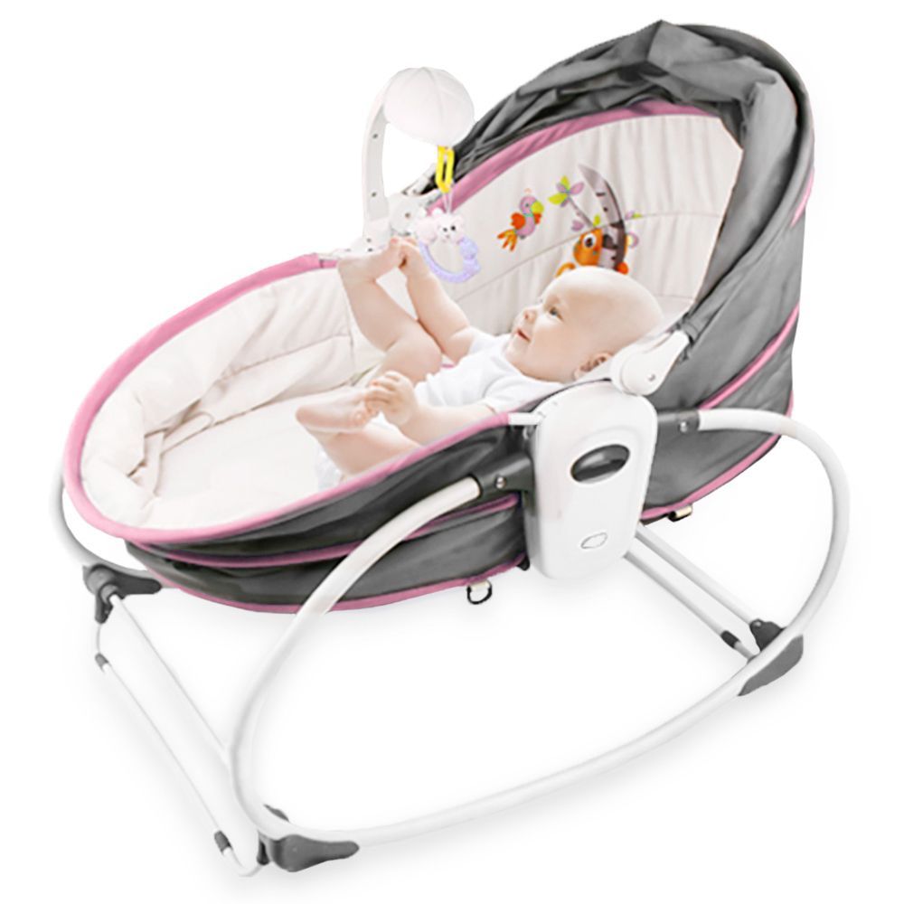 Teknum - 5-in-1 Cozy Rocker Bassinet w/ Awning & Mosquito Net - Pink