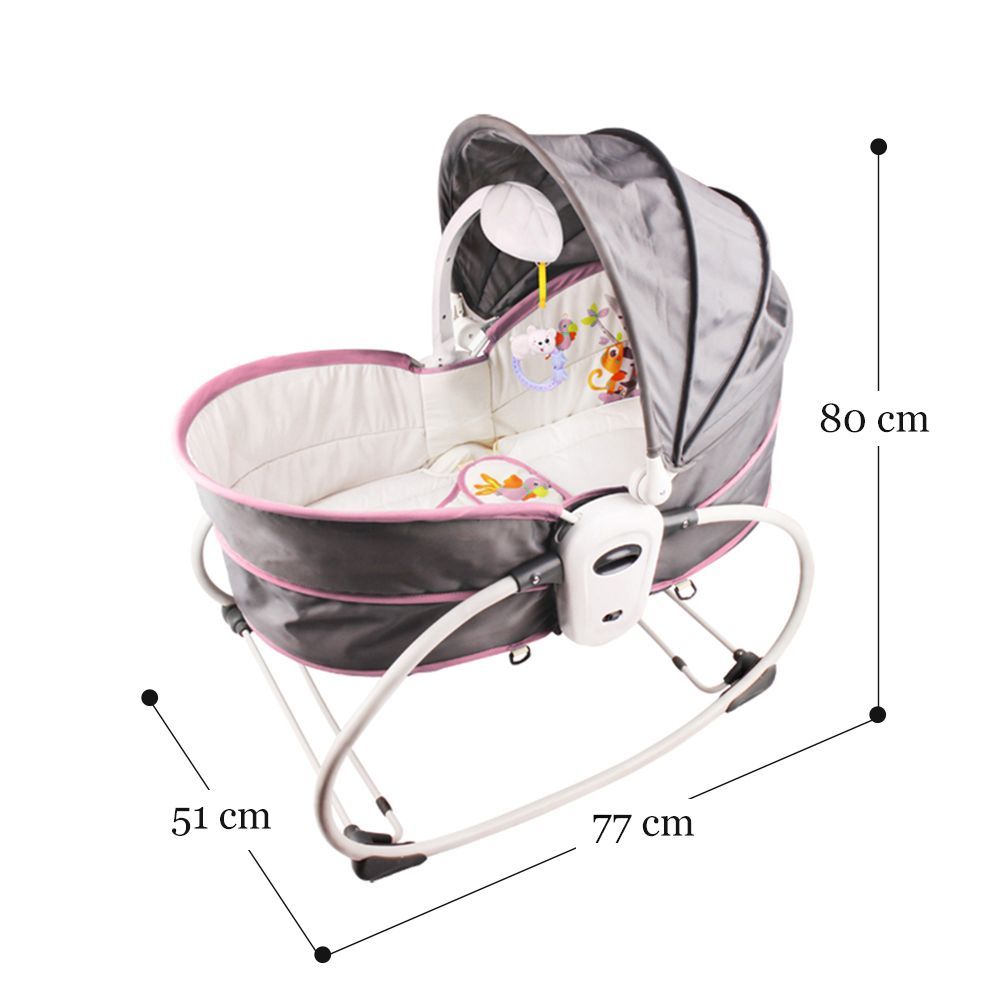 Teknum - 5-in-1 Cozy Rocker Bassinet w/ Awning & Mosquito Net - Pink