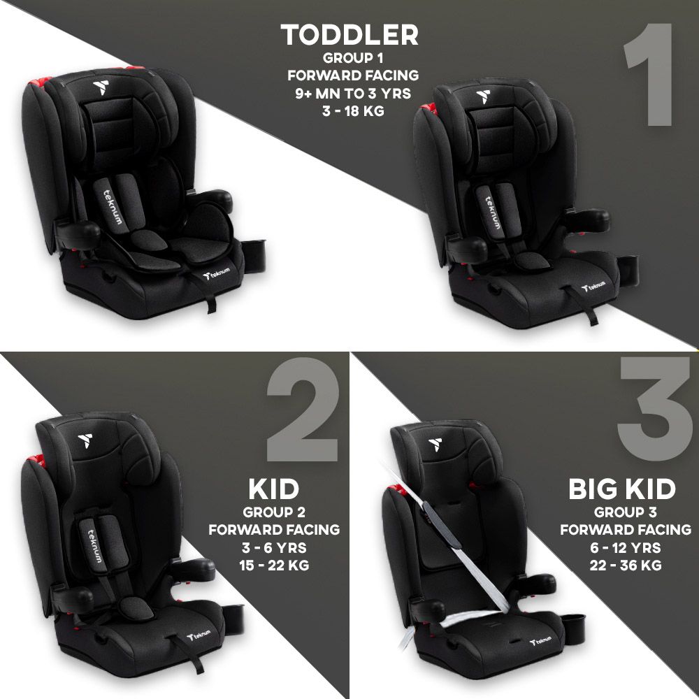 Teknum - Pack and Go Foldable Car Seat (up to 36kg) - Black